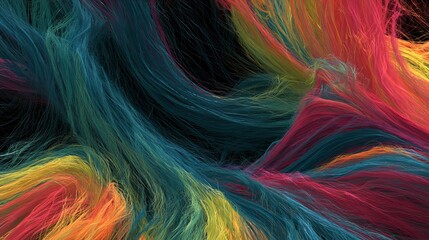 Fototapeta premium Colorful digital artwork on a black background created with computer-generated abstract forms