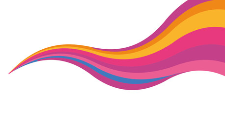 Fototapeta premium Wavy ribbons in shades of pink orange and blue form a flowing pattern