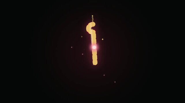 Glowing golden number one symbol isolated on a dark black background.