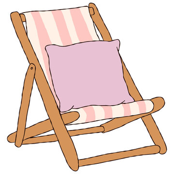 Beach Lounge Chair with Soft Pink Comfort Pillow
