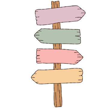 Blank Four Tier Wooden Directional Arrow Signpost