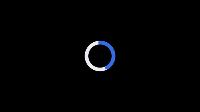 Minimalist digital loading circle icon isolated on a solid black background.