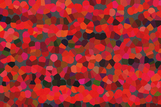 Vibrant red orange and pink mosaic abstract pattern creating a joyful and energetic textured surface