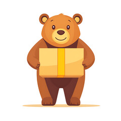 Fototapeta premium ute bear cartoon character illustration in flat vector style, adorable woodland animal isolated on white background
