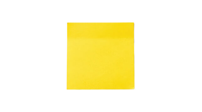 One square yellow sticky note base isolated on transparent background