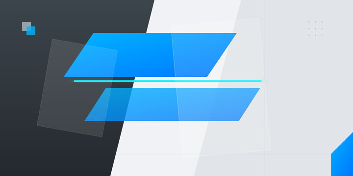 Abstract geometric blue parallelogram shapes modern digital background on transparent background