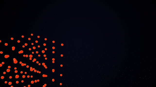 4D Printing Concept: Glowing orange particles forming a dynamic, abstract structural cluster against a dark background