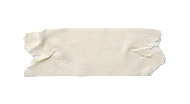 Strip of white masking tape or paper tape with wrinkled texture isolated on a black background