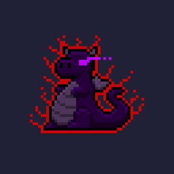 Purple Fire Dragon Pixel Art Fantasy Character