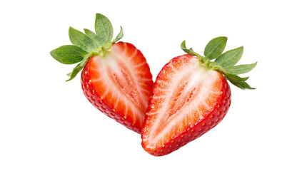 Fresh Ripe Strawberry Halves Isolated Element, Two Cut Red Berry Slices for Graphic Design Transparent PNG Clipart © creativestock