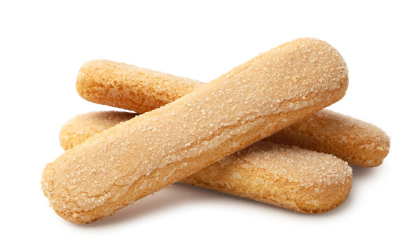 Savoiardi cookies close-up on a white. Isolated