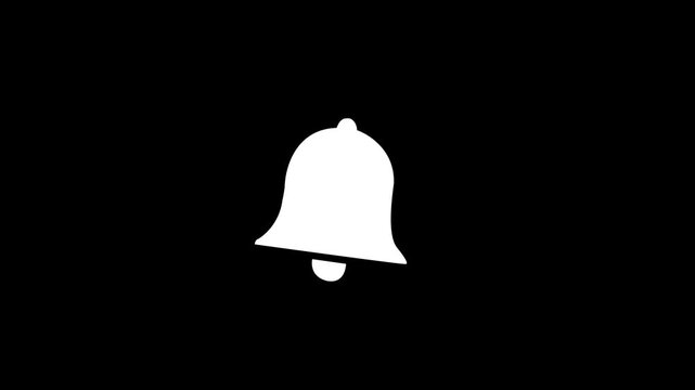Notification alert reminder black bell ring animation icon graphic.  bell icon with pulsing light rings loop on black background. Notification bell animation icon signal alarm doorbell tone sound.