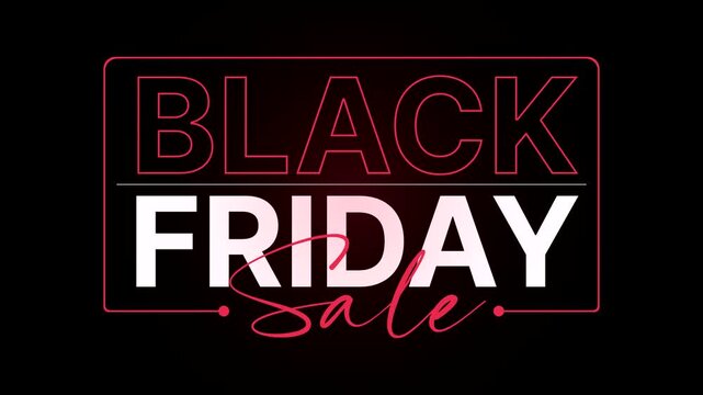 Neon Black Friday Sale Animated Typography Promotional Banner