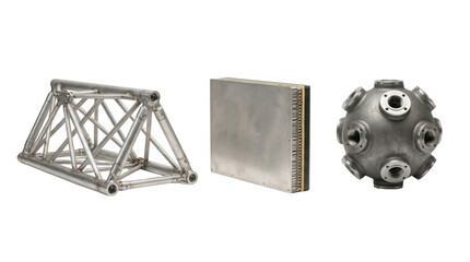Fototapeta premium Advanced components for space exploration featuring a heat shield and fuel tank designed for science fiction assets