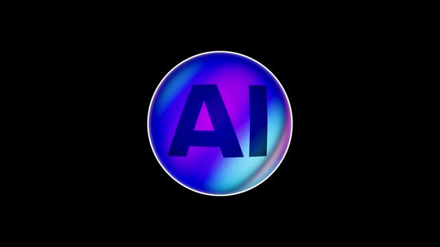 AI bubble sphere shifting color on black background