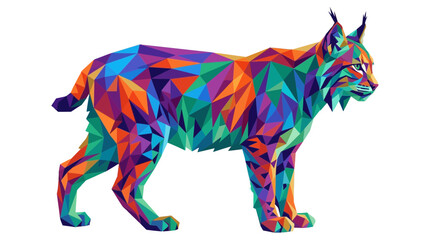 Colorful Geometric Low Poly Lynx Wildcat Vector Illustration © Sego