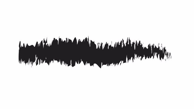Jagged grunge texture single ink and rough edge ink scratch Alpha channel. 4K Video