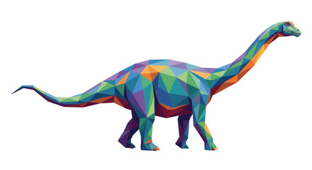 Colorful Low Poly Geometric Brachiosaurus Dinosaur Illustration © Sego