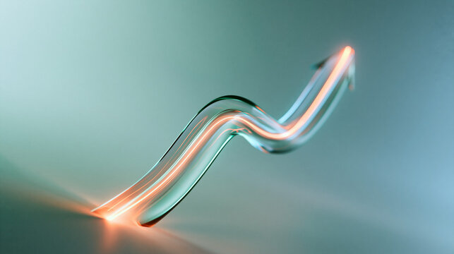 Glowing Glass Upward Arrow Representing Financial Growth