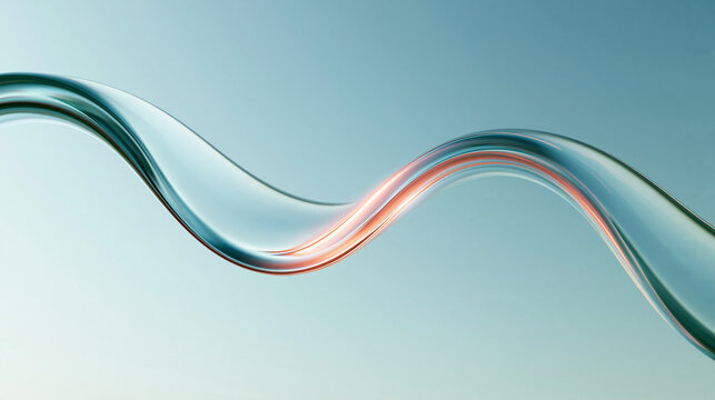 Abstract Liquid Glass Wave with Orange Light Reflection