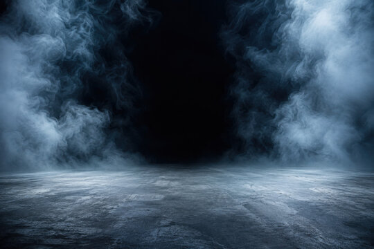 concrete floor and smoke background