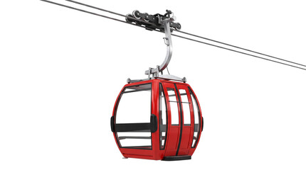 Red Gondola Lift Cable Car Isolated on White Background PNG Cutout 3D Rendering for Ski Resort Travel Transport Design © creativestock