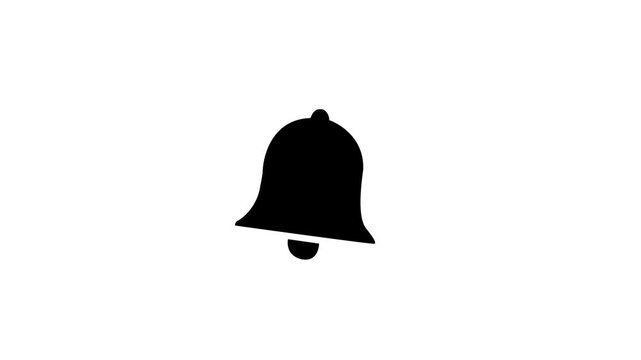 Notification alert reminder black bell ring animation icon graphic.  bell icon with pulsing light rings loop on black background. Notification bell animation icon signal alarm doorbell tone sound.