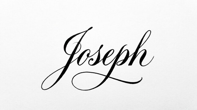 Elegant Black Cursive Calligraphy of the Name Joseph on a Plain White Background for Branding and Stationery