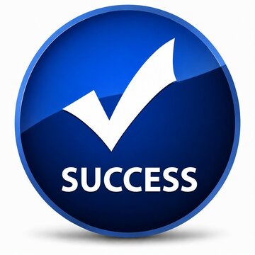 Blue success checkmark icon with word success