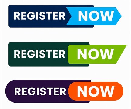 Modern register now call to action button set in vibrant colors