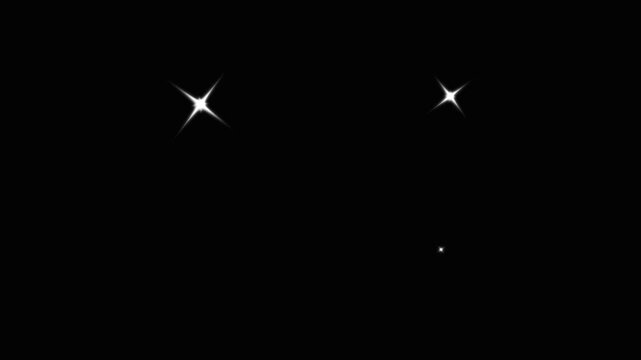 Twinkling star blast motion graphics, white cartoon twinkling star animation on black Screen, cartoon sparkle stars twinkling, sparkling white lights with flat doodle vector starry night sky effect