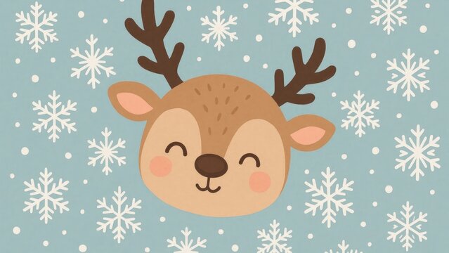 Cute reindeer snowflake pattern