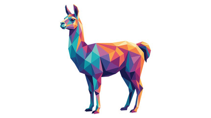 Obraz premium Colorful Low Poly Geometric Llama Isolated on White