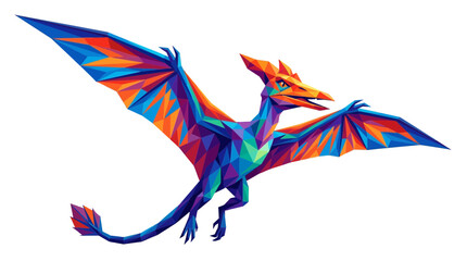 Colorful Low Poly Geometric Pterodactyl Illustration © Sego