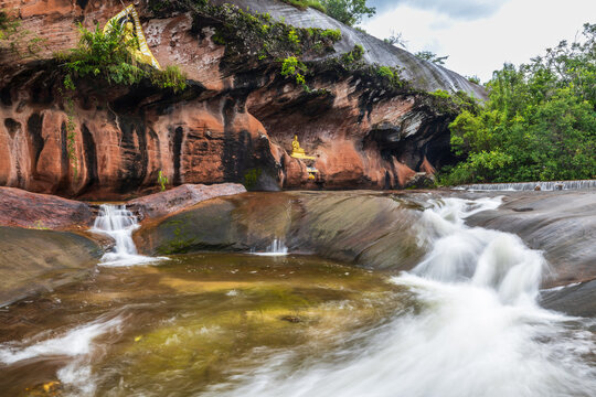 Tham Phra Waterfall, beautiful waterfall in Bueng Kan Province ThaiLand.
