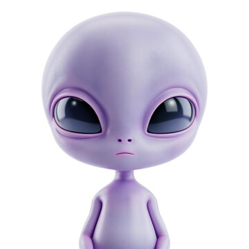 Stylized Alien Character Head Isolated On White Background