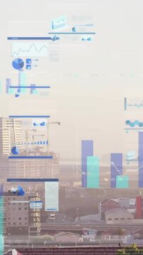 Animation of financial data processing over city
