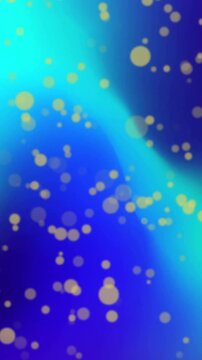 Animation of yellow light spots over green shapes on blue background