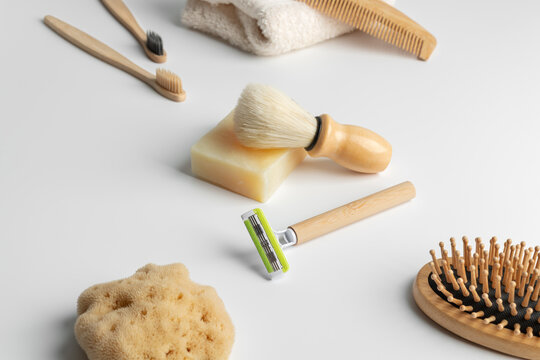 Eco friendly zero waste personal grooming kit and organic skin care concept