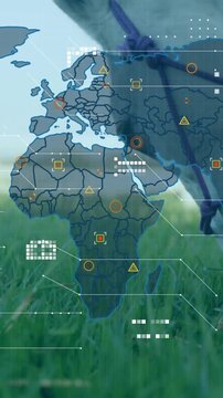 Animation of world map over horse at homestead