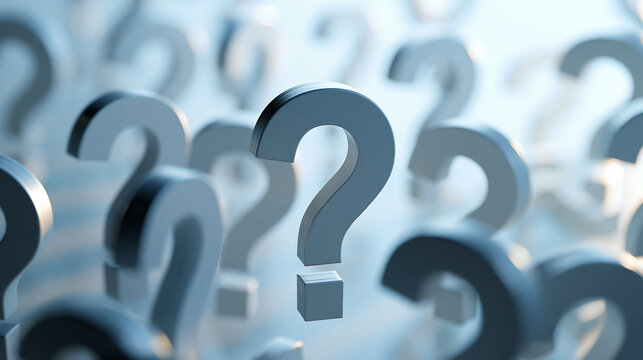 Array of question mark icons on a bright clean well lit background self guided learning concept critical analysis curiosity education exploration reasoning insight