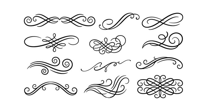 Set of decorative calligraphic elements and page dividers