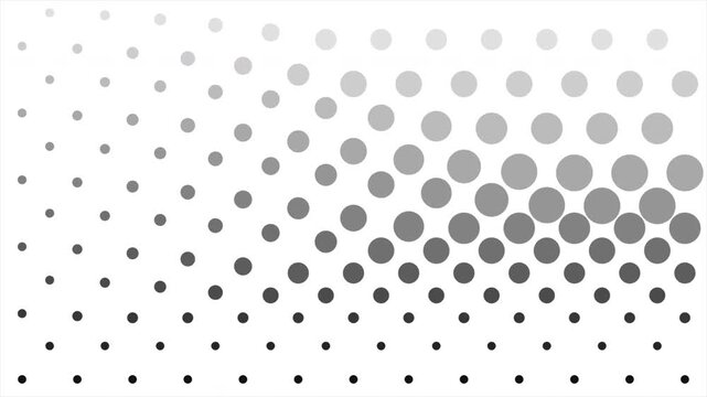 white abstract background with a flowing halftone pattern of gray circular dots that vary in size and density