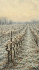 Obraz premium Serene frosty vineyard landscape mobile wallpaper