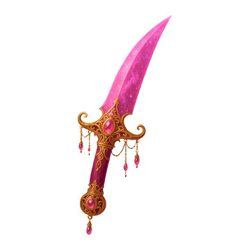 PNG Ornate pink jeweled dagger illustration.