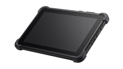 Durable black tablet with reinforced png isolated on transparent background © Sumon