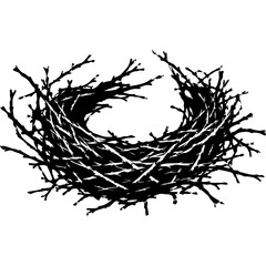 Fototapeta premium Bird Nest Illustration With Detailed Woven Twigs And Natural Nesting Texture