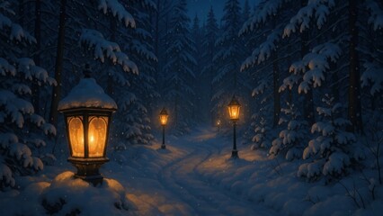 Obraz premium Enchanting snowy forest path