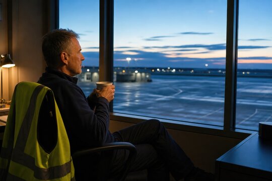 Airport Ground Crew Fatigue Veteran Worker Recovering In Staff