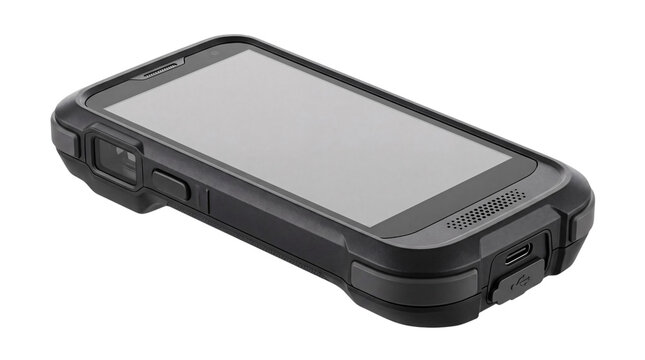 Rugged handheld mobile computer with png isolated on transparent background